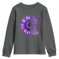 No Story Should End Too Soon Purple Sunflower Overdose Awareness Youth Sweatshirt