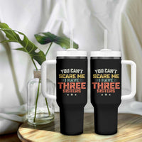 You Cant Scare Me I Have Three Sisters Tumbler With Handle Funny Sibling Retro Graphic