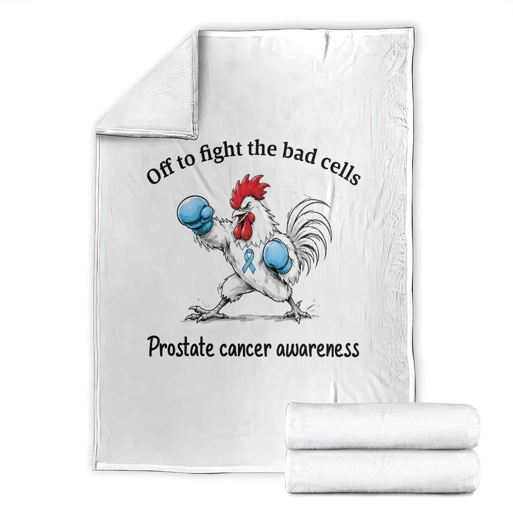 Prostate Cancer Awareness Throw Blanket Rooster Light Blue Ribbon Survivor Chemotherapy Gift