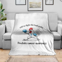 Prostate Cancer Awareness Throw Blanket Rooster Light Blue Ribbon Survivor Chemotherapy Gift