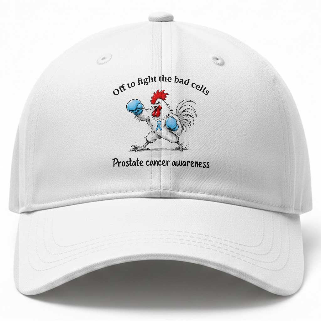 Prostate Cancer Awareness Baseball Cap Rooster Light Blue Ribbon Survivor Chemotherapy Gift