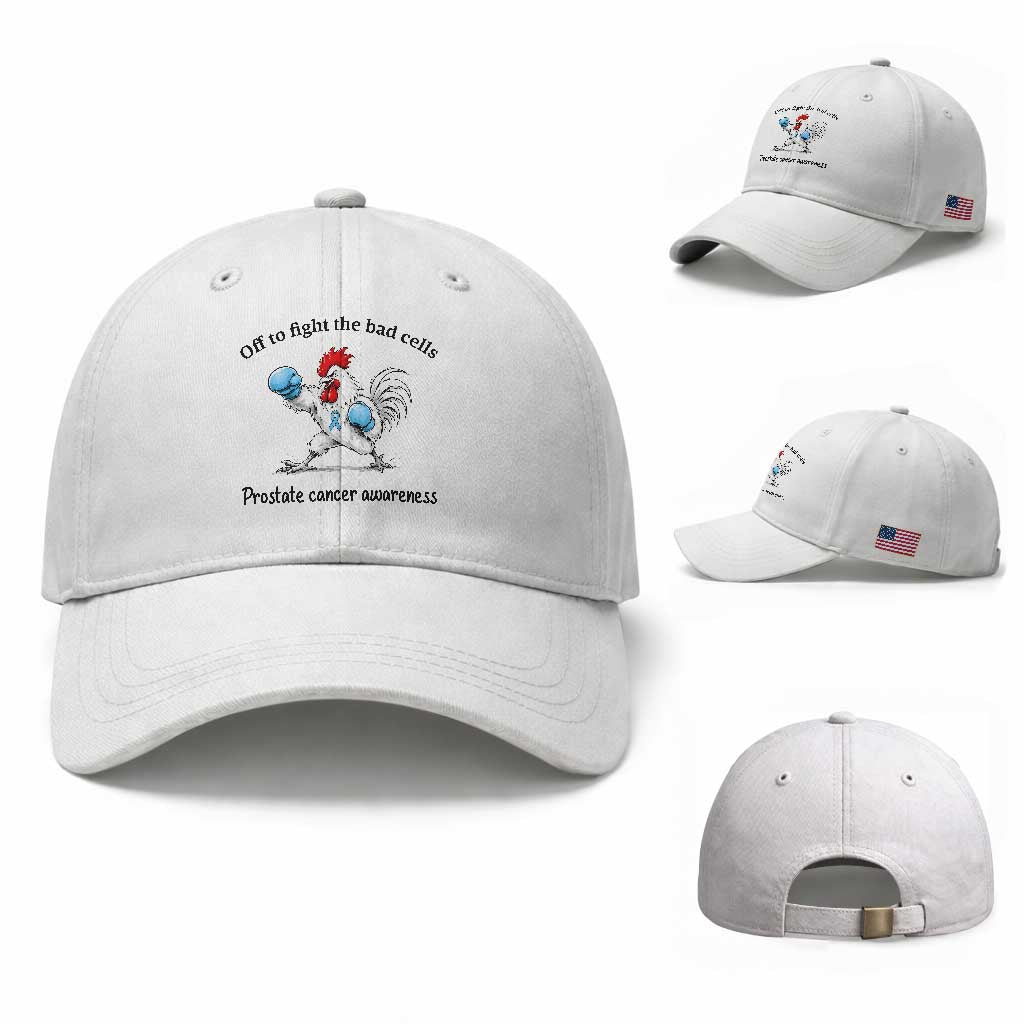 Prostate Cancer Awareness Baseball Cap Rooster Light Blue Ribbon Survivor Chemotherapy Gift