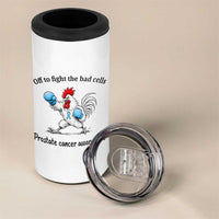 Prostate Cancer Awareness 4 in 1 Can Cooler Tumbler Rooster Light Blue Ribbon Survivor Chemotherapy Gift