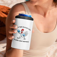 Prostate Cancer Awareness 4 in 1 Can Cooler Tumbler Rooster Light Blue Ribbon Survivor Chemotherapy Gift