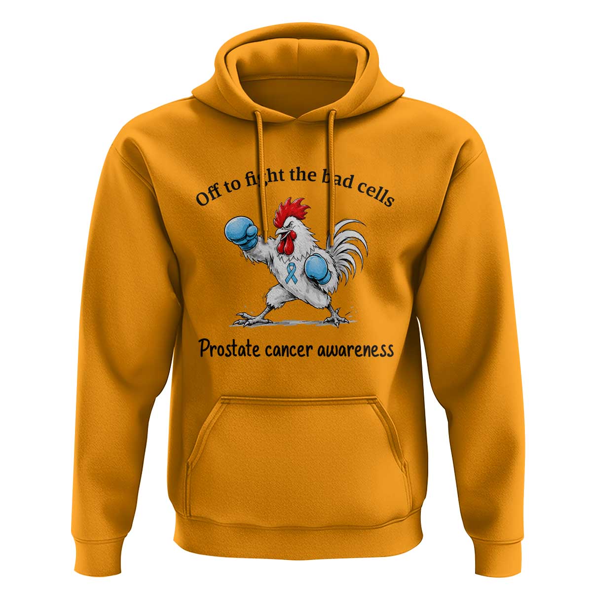 Prostate Cancer Awareness Hoodie Rooster Light Blue Ribbon Survivor Chemotherapy Gift
