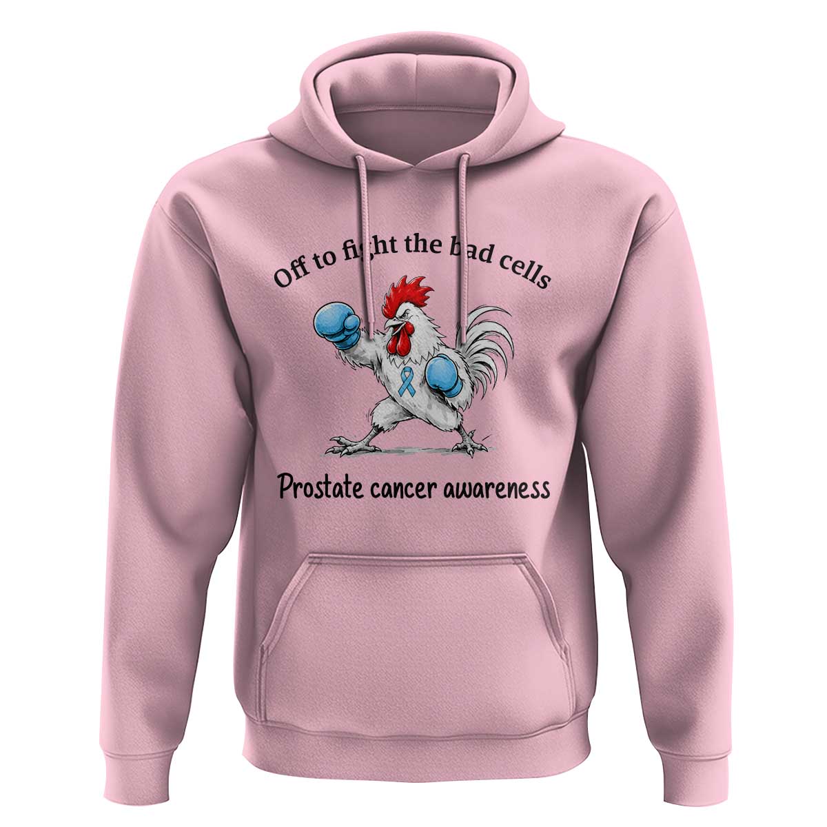 Prostate Cancer Awareness Hoodie Rooster Light Blue Ribbon Survivor Chemotherapy Gift
