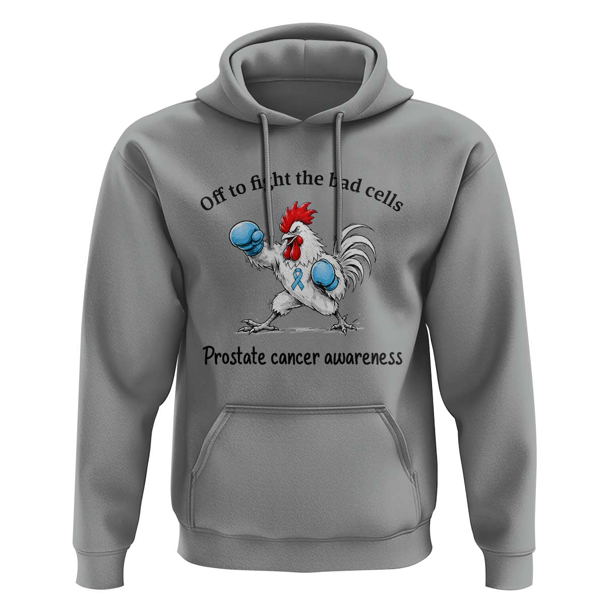 Prostate Cancer Awareness Hoodie Rooster Light Blue Ribbon Survivor Chemotherapy Gift