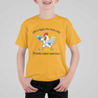 Prostate Cancer Awareness T Shirt For Kid Rooster Light Blue Ribbon Survivor Chemotherapy Gift