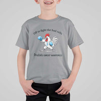 Prostate Cancer Awareness T Shirt For Kid Rooster Light Blue Ribbon Survivor Chemotherapy Gift