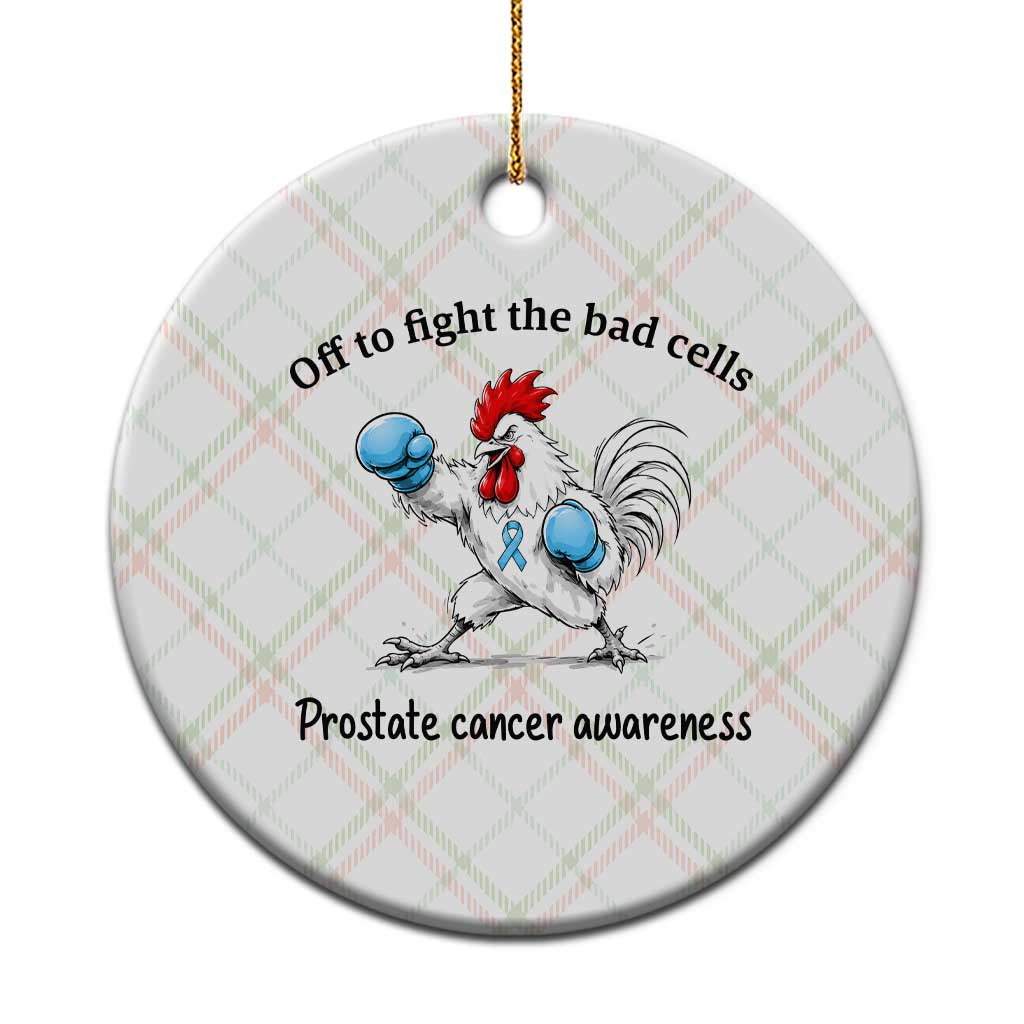 Prostate Cancer Awareness Ceramic Ornament Rooster Light Blue Ribbon Survivor Chemotherapy Gift