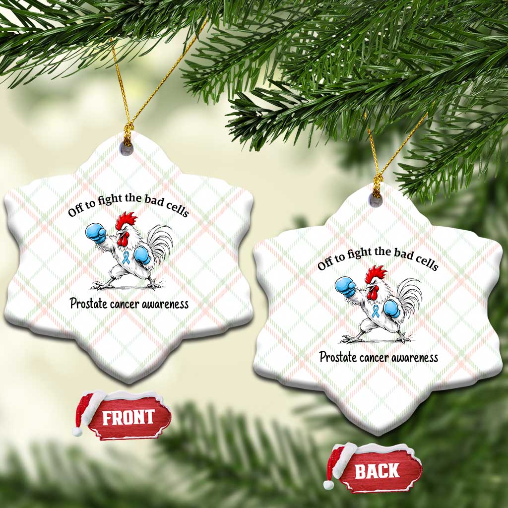 Prostate Cancer Awareness Ceramic Ornament Rooster Light Blue Ribbon Survivor Chemotherapy Gift