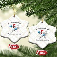 Prostate Cancer Awareness Ceramic Ornament Rooster Light Blue Ribbon Survivor Chemotherapy Gift