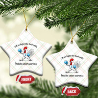 Prostate Cancer Awareness Ceramic Ornament Rooster Light Blue Ribbon Survivor Chemotherapy Gift