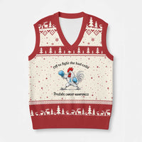 Prostate Cancer Awareness V-Neck Knit Sweater Vest Rooster Light Blue Ribbon Survivor Chemotherapy Gift