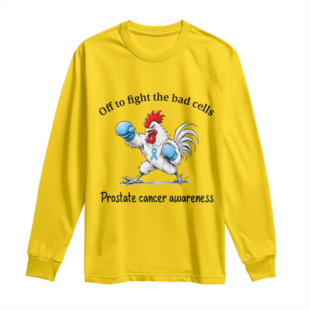 Prostate Cancer Awareness Long Sleeve Shirt Rooster Light Blue Ribbon Survivor Chemotherapy Gift