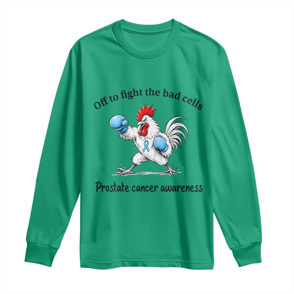 Prostate Cancer Awareness Long Sleeve Shirt Rooster Light Blue Ribbon Survivor Chemotherapy Gift