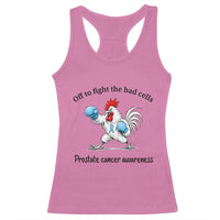 Prostate Cancer Awareness Racerback Tank Top Rooster Light Blue Ribbon Survivor Chemotherapy Gift