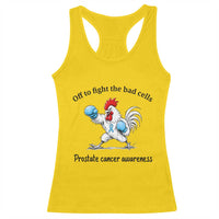 Prostate Cancer Awareness Racerback Tank Top Rooster Light Blue Ribbon Survivor Chemotherapy Gift