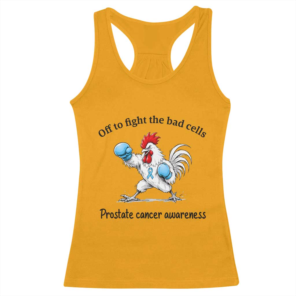 Prostate Cancer Awareness Racerback Tank Top Rooster Light Blue Ribbon Survivor Chemotherapy Gift