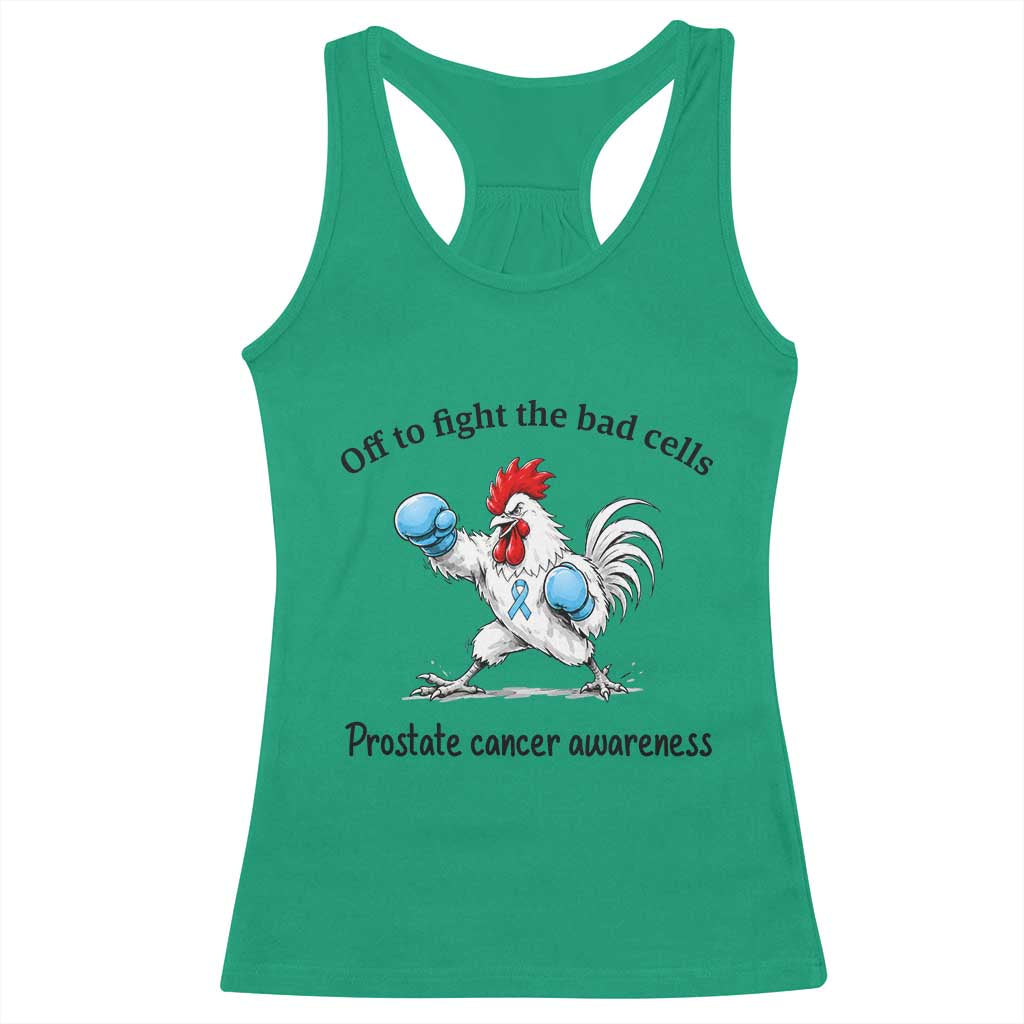 Prostate Cancer Awareness Racerback Tank Top Rooster Light Blue Ribbon Survivor Chemotherapy Gift