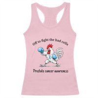 Prostate Cancer Awareness Racerback Tank Top Rooster Light Blue Ribbon Survivor Chemotherapy Gift