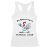 Prostate Cancer Awareness Racerback Tank Top Rooster Light Blue Ribbon Survivor Chemotherapy Gift
