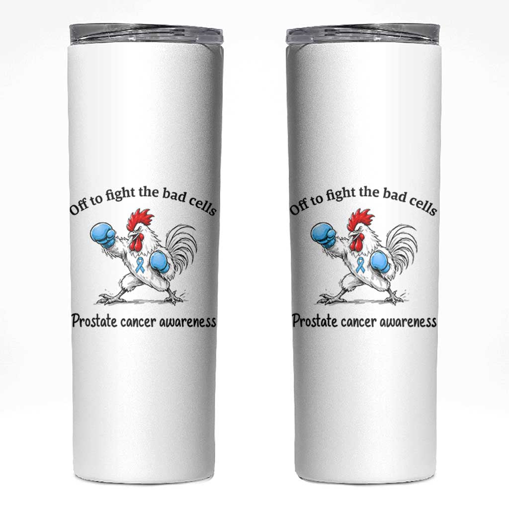 Prostate Cancer Awareness Skinny Tumbler Rooster Light Blue Ribbon Survivor Chemotherapy Gift