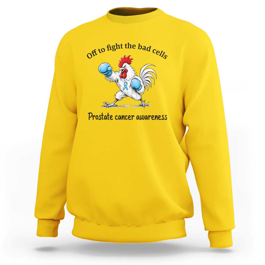 Prostate Cancer Awareness Sweatshirt Rooster Light Blue Ribbon Survivor Chemotherapy Gift