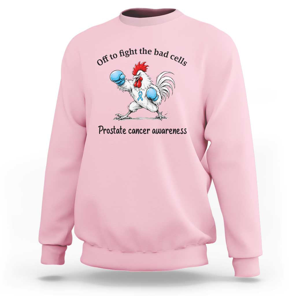 Prostate Cancer Awareness Sweatshirt Rooster Light Blue Ribbon Survivor Chemotherapy Gift
