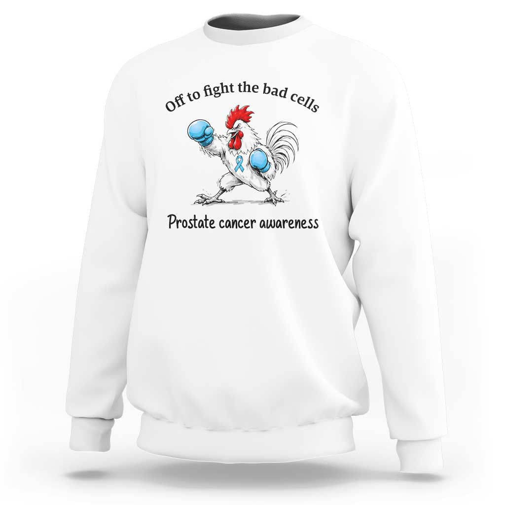 Prostate Cancer Awareness Sweatshirt Rooster Light Blue Ribbon Survivor Chemotherapy Gift