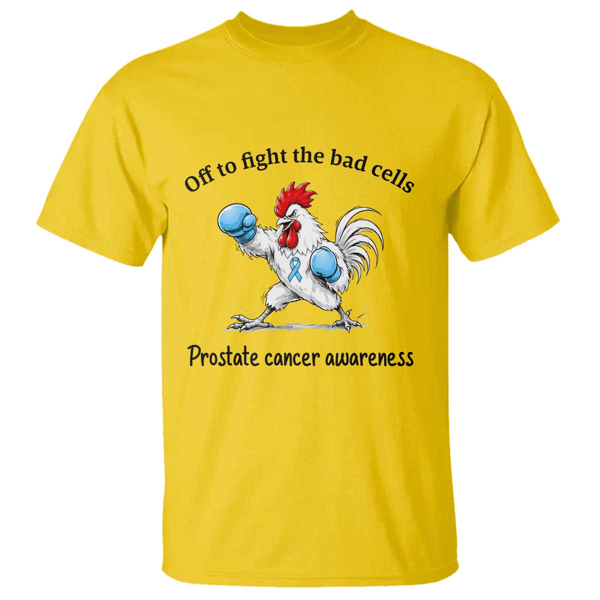 Prostate Cancer Awareness T Shirt Rooster Light Blue Ribbon Survivor Chemotherapy Gift