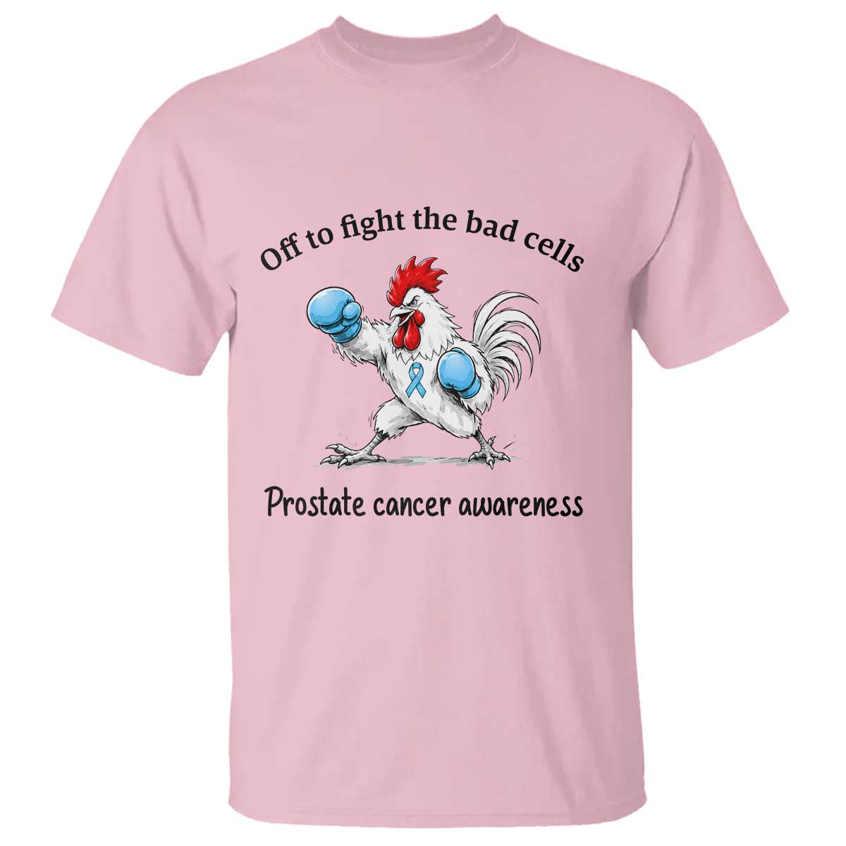 Prostate Cancer Awareness T Shirt Rooster Light Blue Ribbon Survivor Chemotherapy Gift