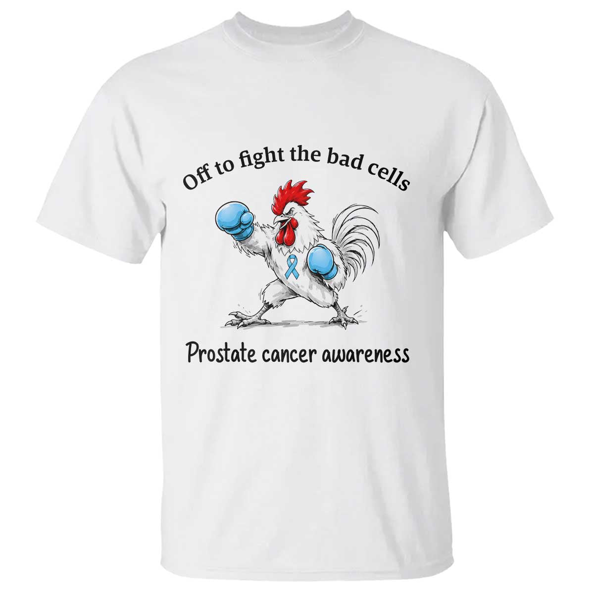 Prostate Cancer Awareness T Shirt Rooster Light Blue Ribbon Survivor Chemotherapy Gift