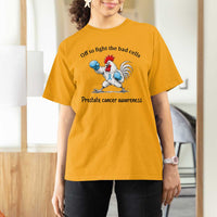 Prostate Cancer Awareness T Shirt For Women Rooster Light Blue Ribbon Survivor Chemotherapy Gift