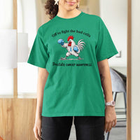 Prostate Cancer Awareness T Shirt For Women Rooster Light Blue Ribbon Survivor Chemotherapy Gift