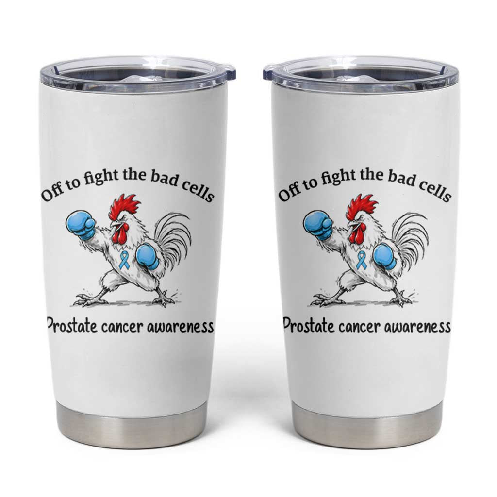 Prostate Cancer Awareness Tumbler Cup Rooster Light Blue Ribbon Survivor Chemotherapy Gift