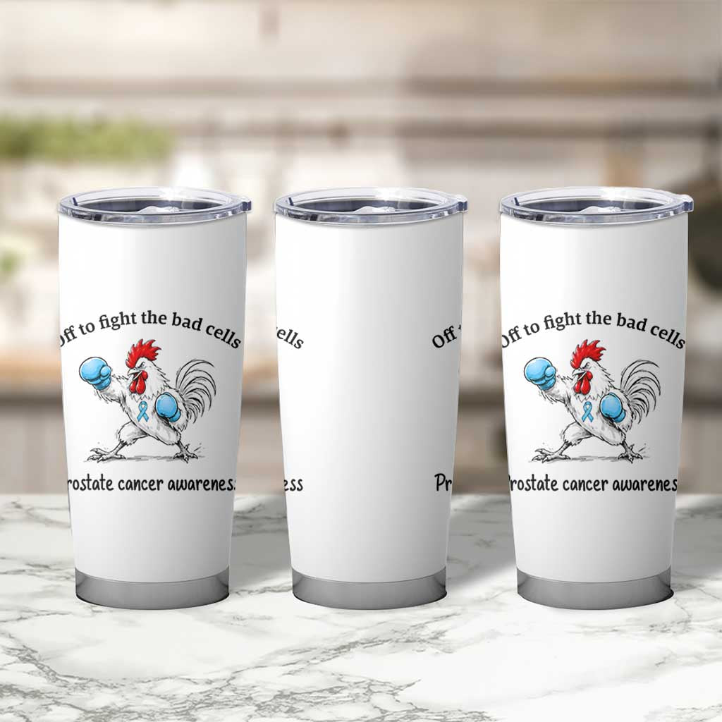 Prostate Cancer Awareness Tumbler Cup Rooster Light Blue Ribbon Survivor Chemotherapy Gift