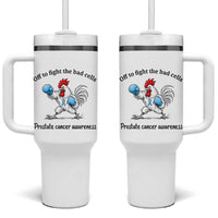 Prostate Cancer Awareness Tumbler With Handle Rooster Light Blue Ribbon Survivor Chemotherapy Gift