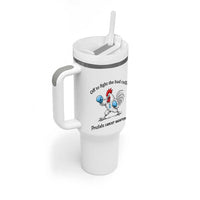Prostate Cancer Awareness Tumbler With Handle Rooster Light Blue Ribbon Survivor Chemotherapy Gift