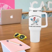 Prostate Cancer Awareness Tumbler With Handle Rooster Light Blue Ribbon Survivor Chemotherapy Gift