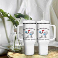 Prostate Cancer Awareness Tumbler With Handle Rooster Light Blue Ribbon Survivor Chemotherapy Gift
