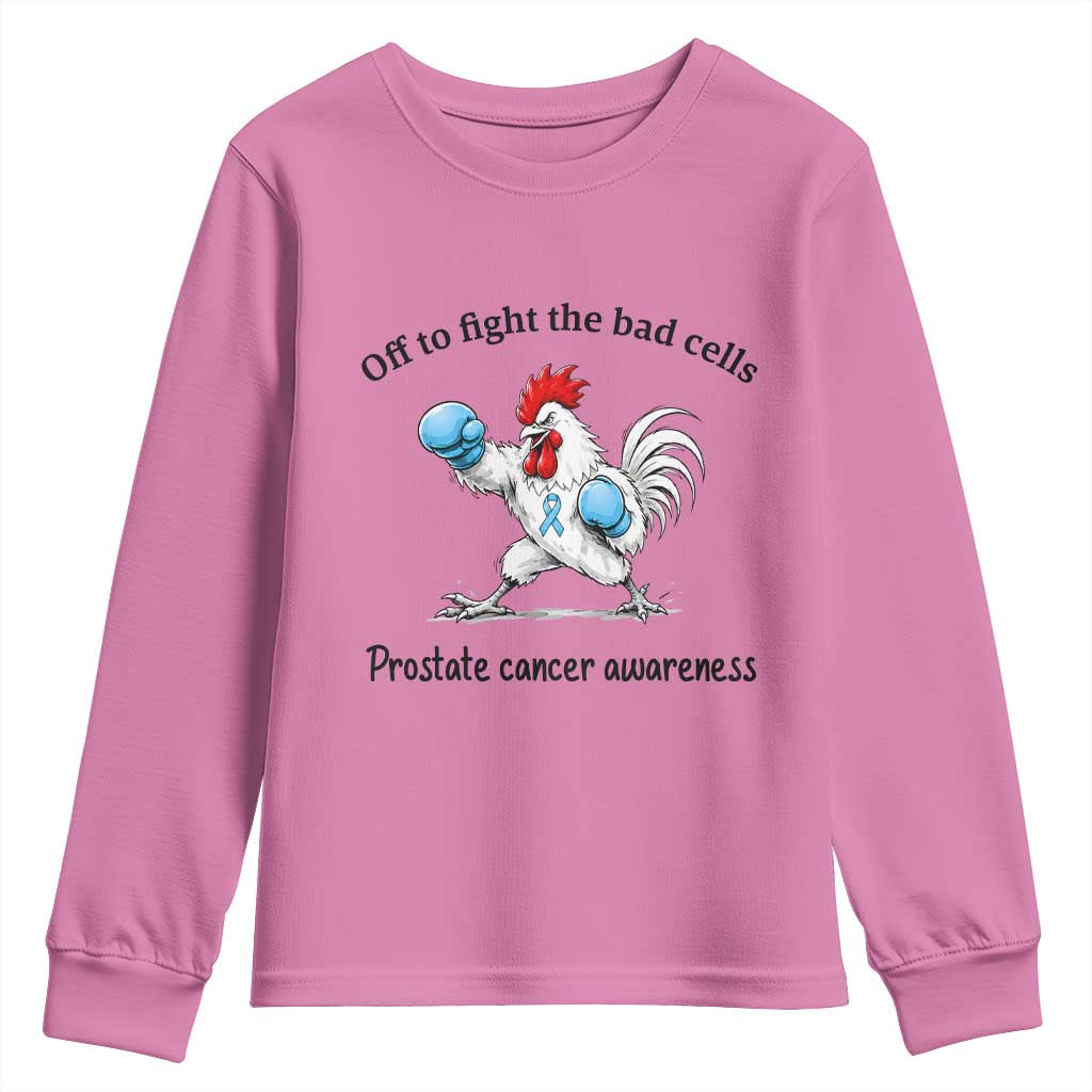 Prostate Cancer Awareness Youth Sweatshirt Rooster Light Blue Ribbon Survivor Chemotherapy Gift