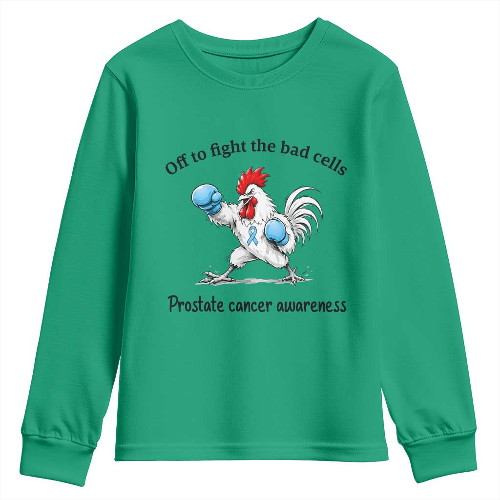 Prostate Cancer Awareness Youth Sweatshirt Rooster Light Blue Ribbon Survivor Chemotherapy Gift
