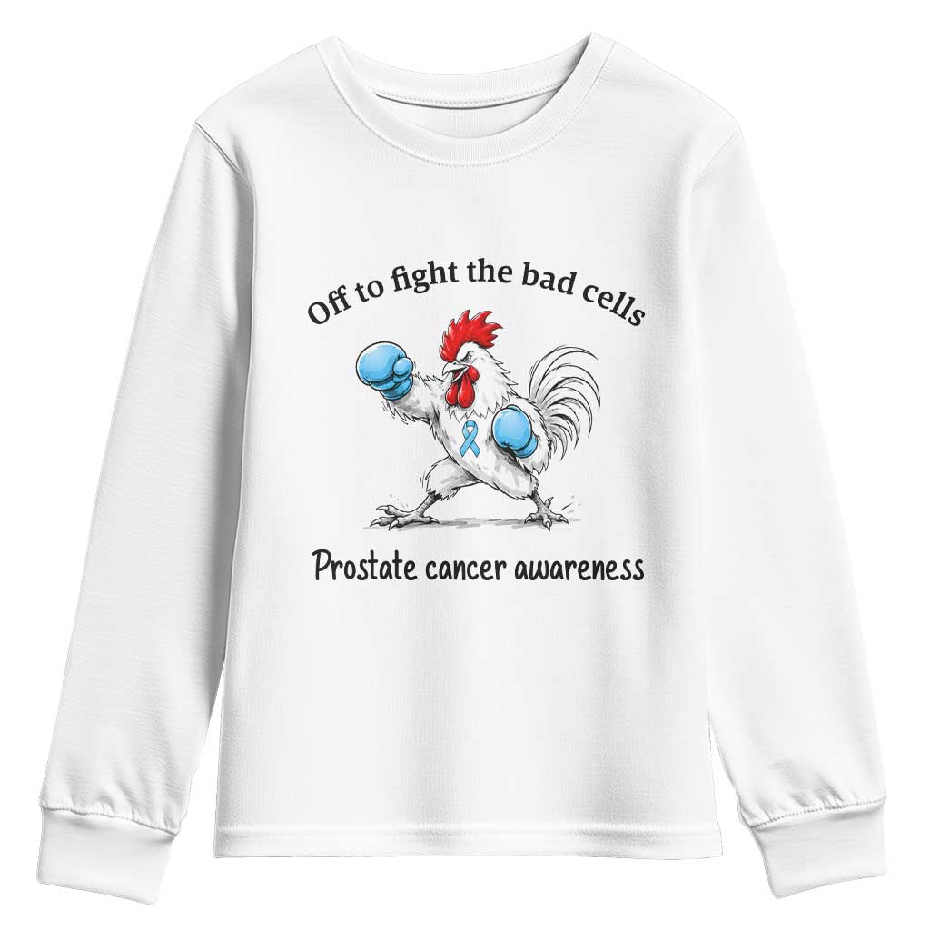 Prostate Cancer Awareness Youth Sweatshirt Rooster Light Blue Ribbon Survivor Chemotherapy Gift