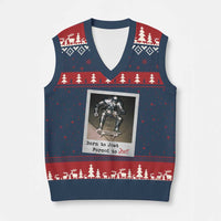 Knights Meme V-Neck Knit Sweater Vest Born to Jest Forced to Joust - Wonder Print Shop