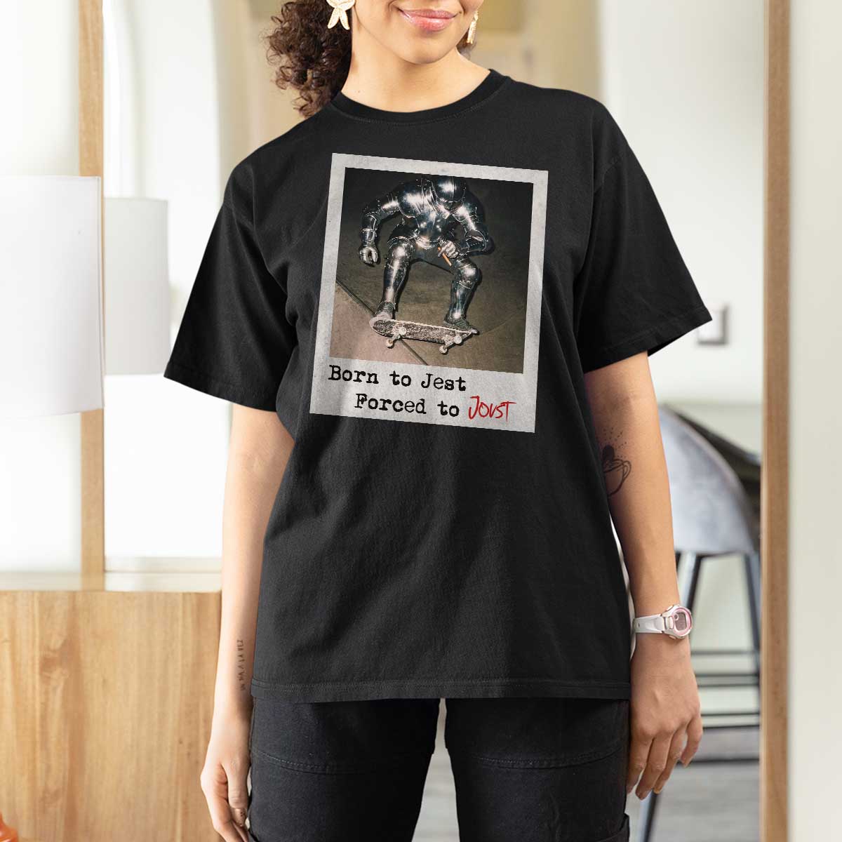 Knights Meme T Shirt For Women Born to Jest Forced to Joust - Wonder Print Shop