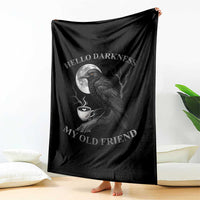 Funny Crow Coffee Throw Blanket Raven Spooky Halloween Hello Darkness My Old Friend - Wonder Print Shop
