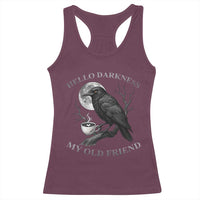 Funny Crow Coffee Racerback Tank Top Raven Spooky Halloween Hello Darkness My Old Friend - Wonder Print Shop
