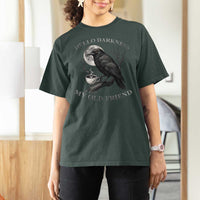 Funny Crow Coffee T Shirt For Women Raven Spooky Halloween Hello Darkness My Old Friend - Wonder Print Shop