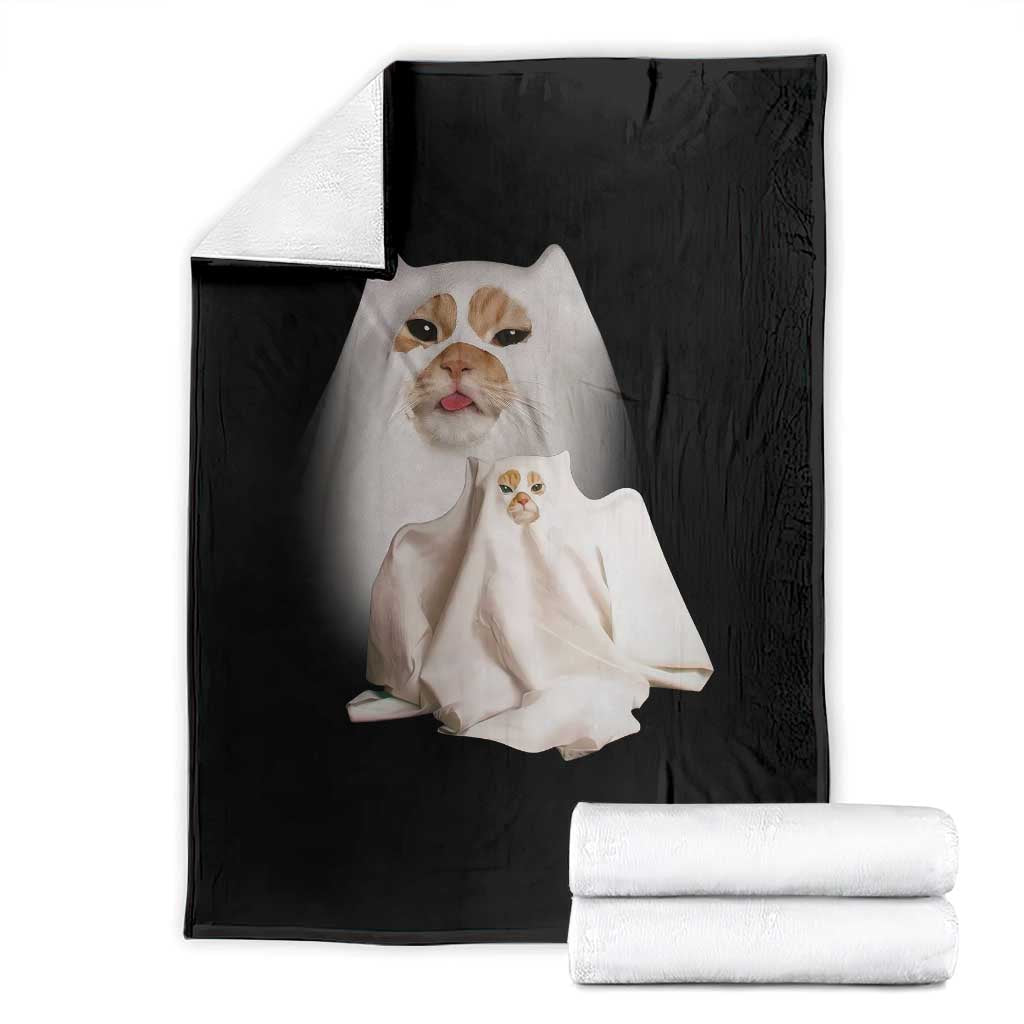 Funny Halloween Ghost Cat Meme Throw Blanket - Wonder Print Shop